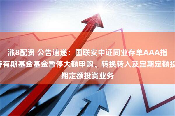 涨8配资 公告速递：国联安中证同业存单AAA指数7天持有期基金基金暂停大额申购、转换转入及定期定额投资业务