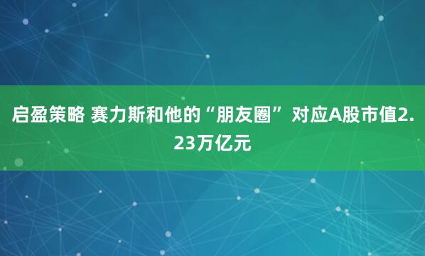 启盈策略 赛力斯和他的“朋友圈” 对应A股市值2.23万亿元